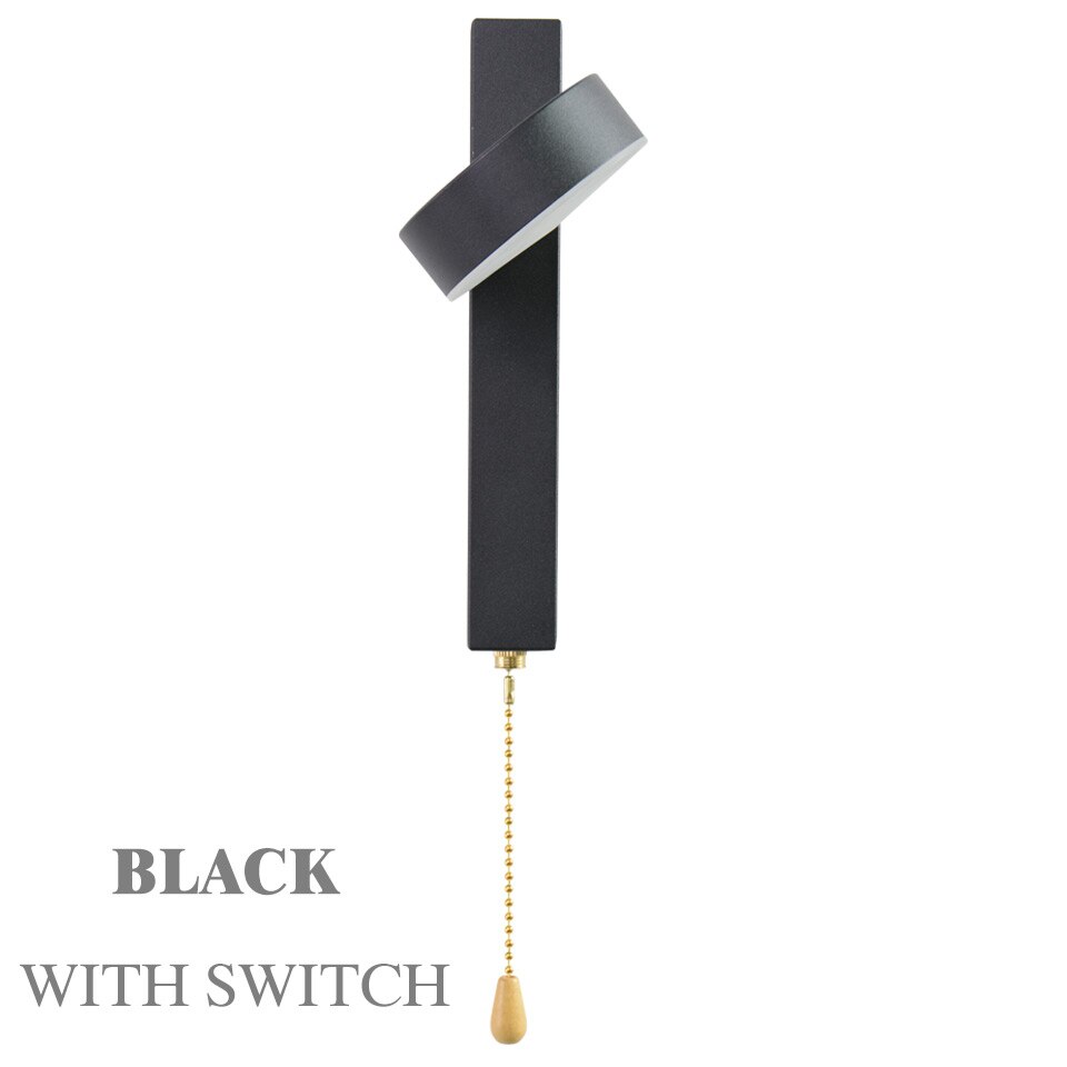 LED wandlamp met schakelaar verstelbare 3 soorten van kleur temperatuur Nordic bed wandlampen slaapkamer woonkamer LED wall licht: Black-With Switch / 9W