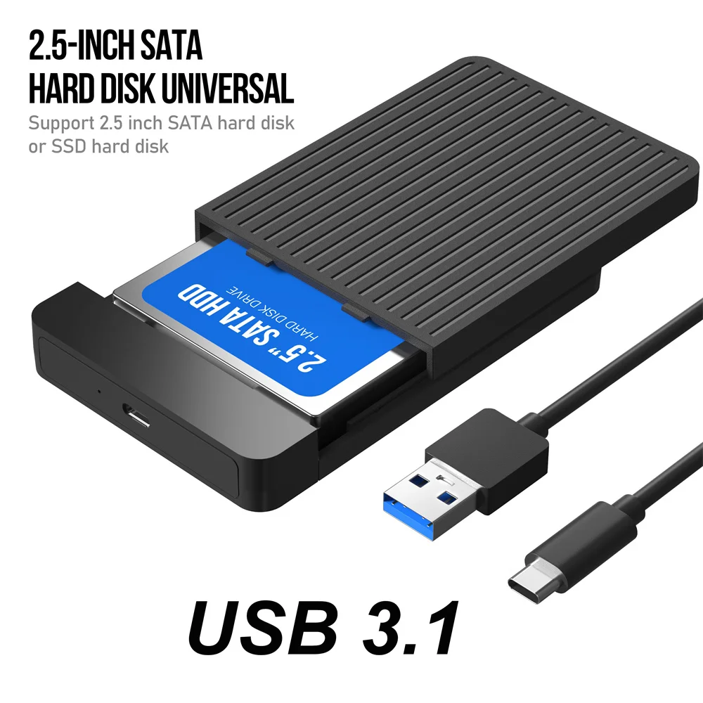 USB 3.0 HDD Enclosure 2.5" Type C Micro Cable External Hard Drive Disk USB 3.1 Case 2.5Inch SSD SATA Box For Notebook PC Adapter: Gold