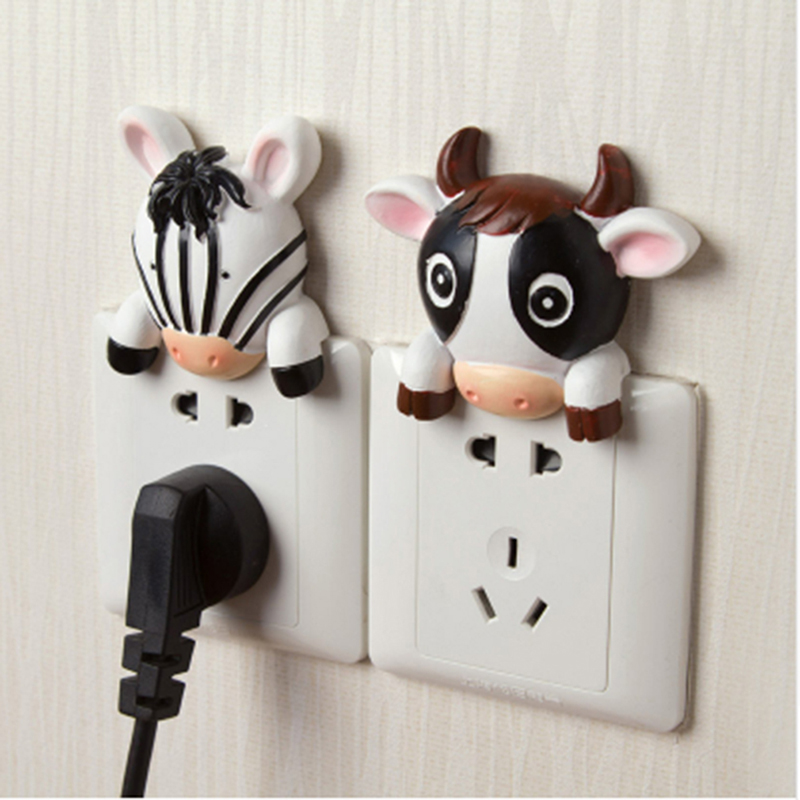 Pig Tiger Animal Shape Cartoon Socket Protective Cover Bathroom Toilet Kids Room Decoration Switch Decal Sticker Home Decoration