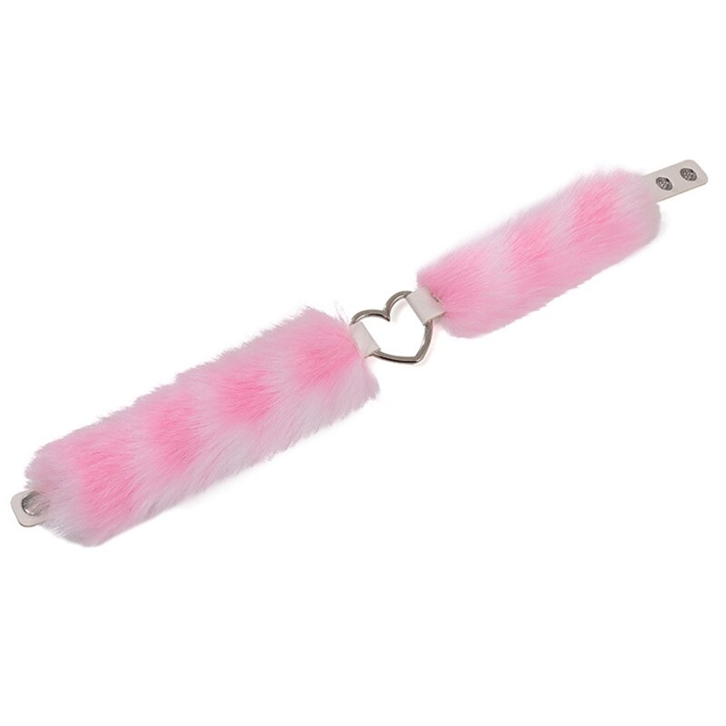 2022 moda serce kołnierz Choker kobiety puszysty naszyjnik punkowe dziewczyny pluszowy łańcuszek do obojczyka biżuteria dekoracyjna na impreza w klubie nocnym: Pink grid