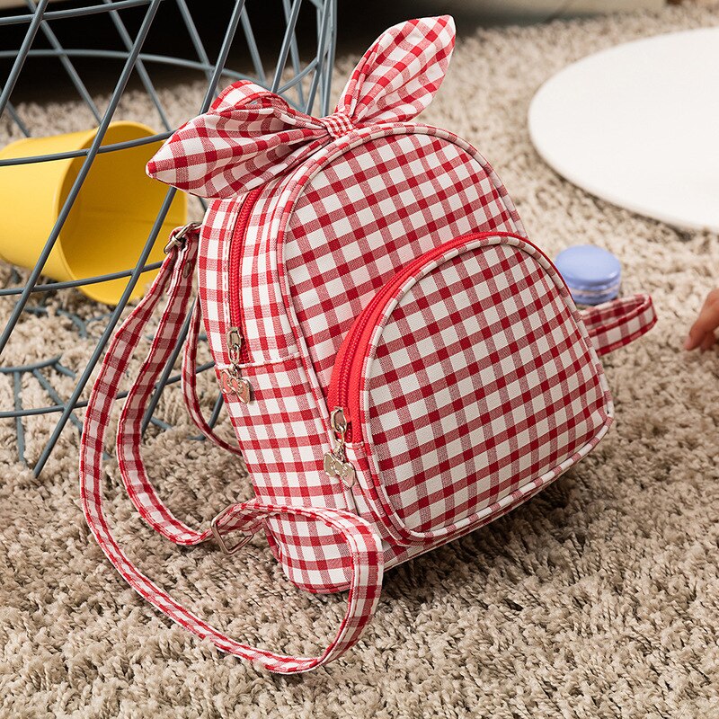 Geruite kindertassen mochila escolar infantis schooltassen kind mooie konijnenoren tas rugzak voor kinderen rugzak mini