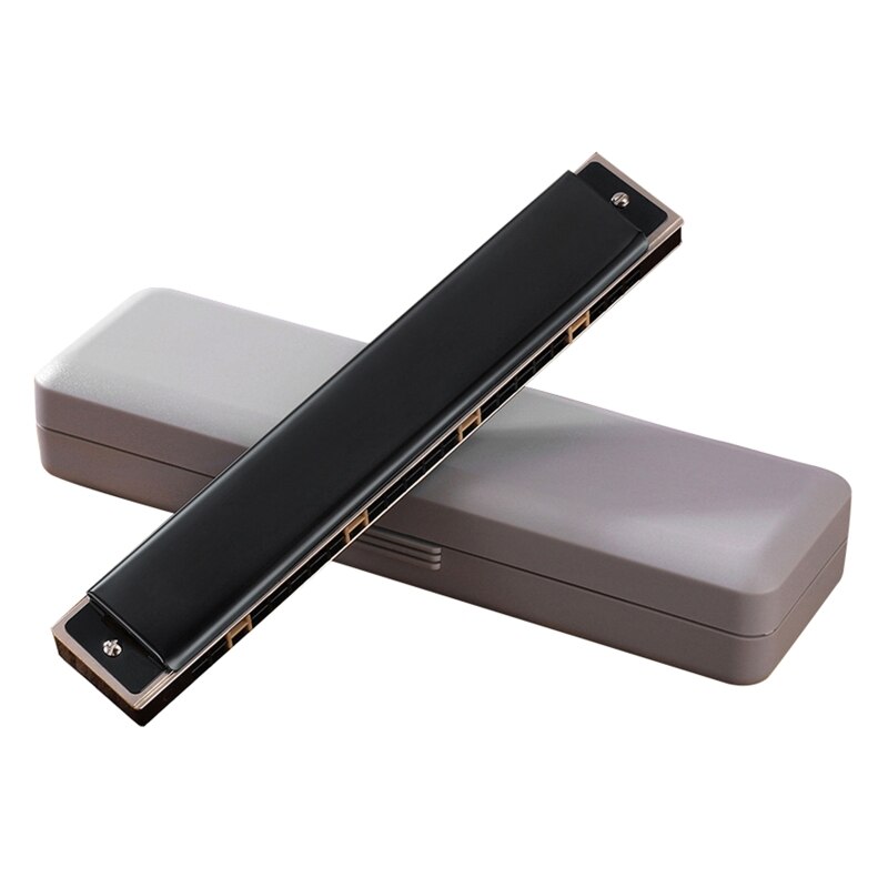 094C 24-Holes Tremolo Harmonica, Sleutel Van C Voor Beginners En Volwassenen Met Hard Case: Black C