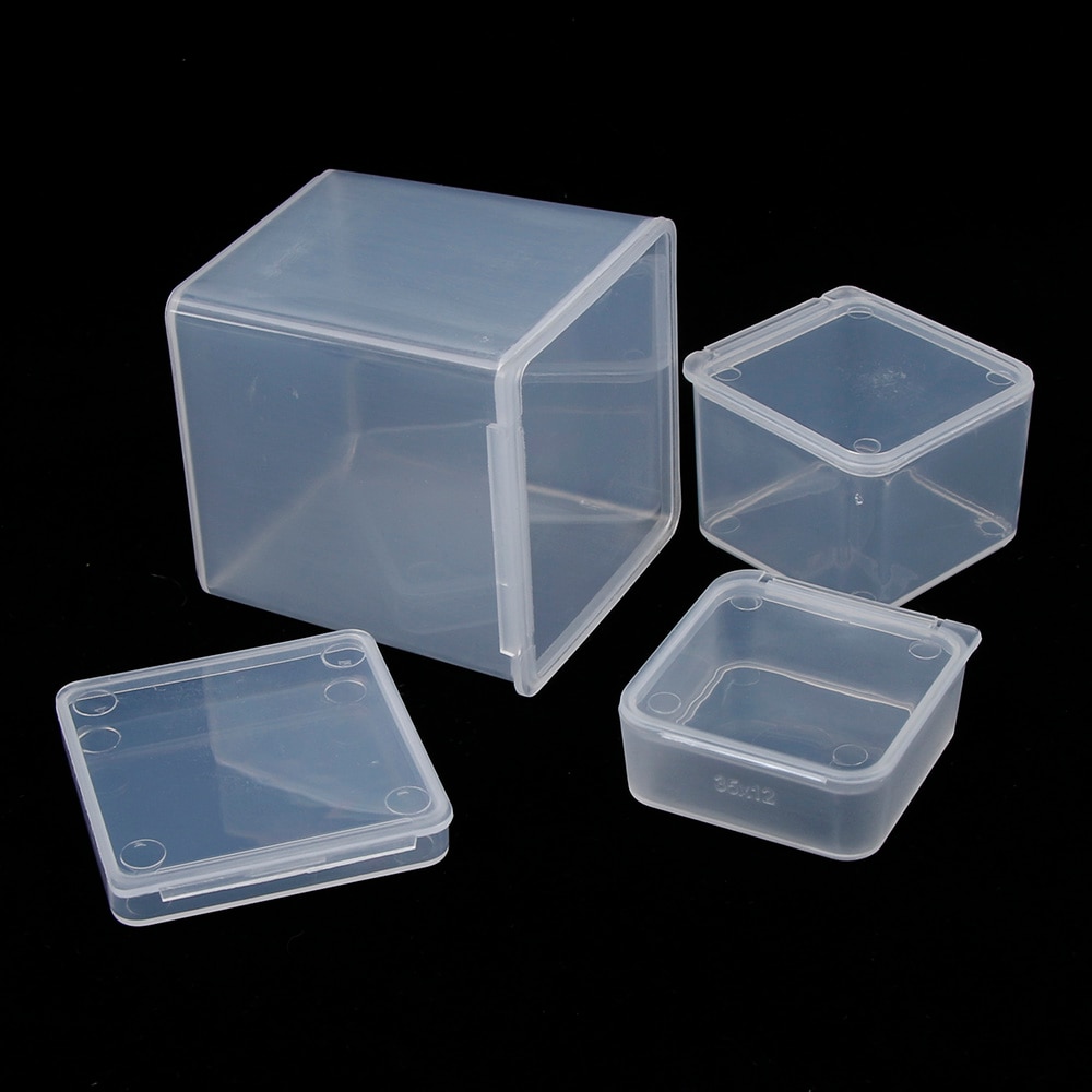 1 ud. Caja cuadrada pequeña caja de plástico transparente cajas de almacenamiento para herramientas DIY Nail Art accesorios de joyería cuentas piedras artesanales caja contenedor