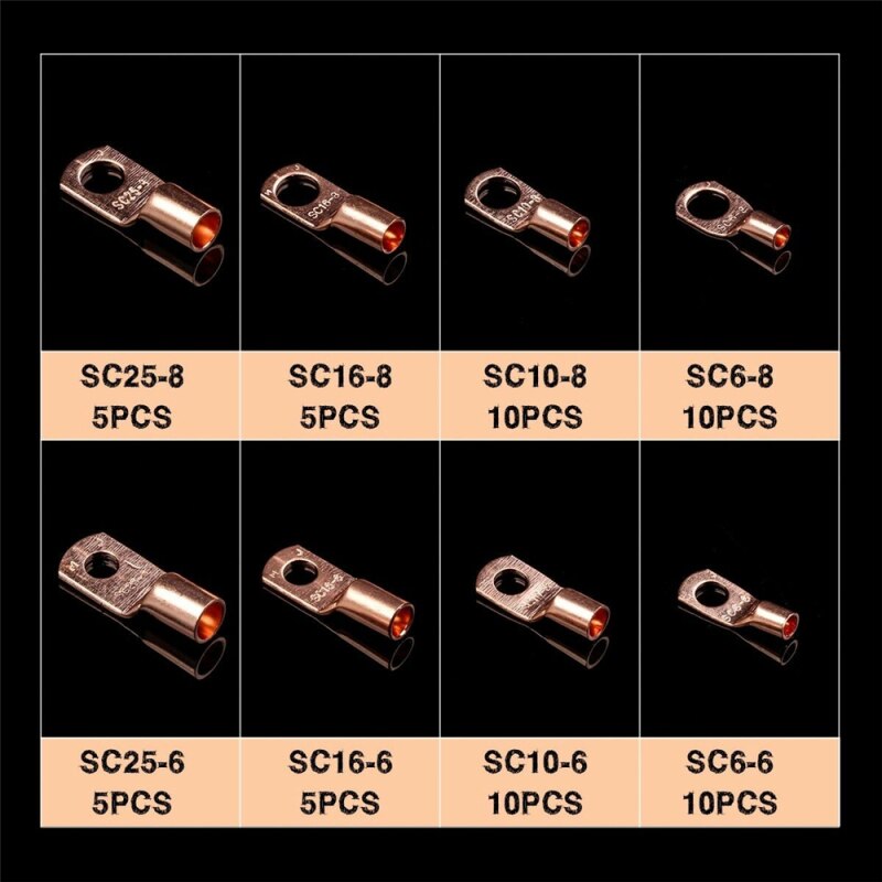 60 pçs sortimento carro automóvel anel de cobre terminal fio crimp conector desencapado cabo terminais de bateria conectores soldados SC6-25Kit