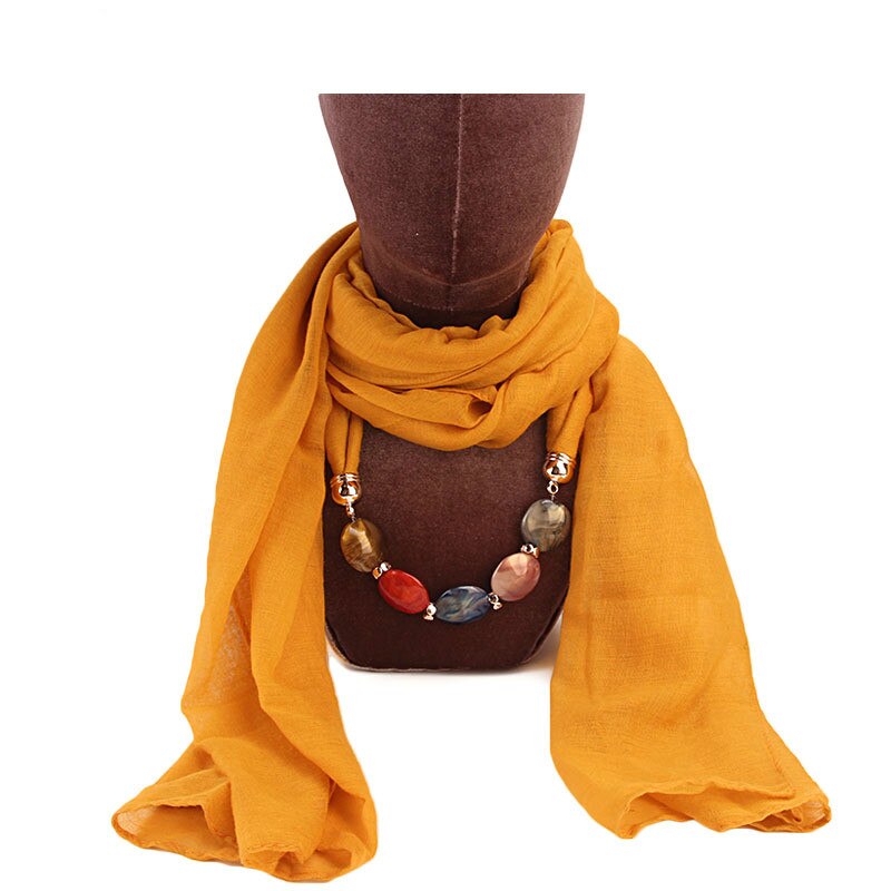 femmes multi-style bijoux collier perles écharpe Hijabs chapeau Voile dame intérieure Hijabs Turban casquette tête musulmane foulards Hijab: Or