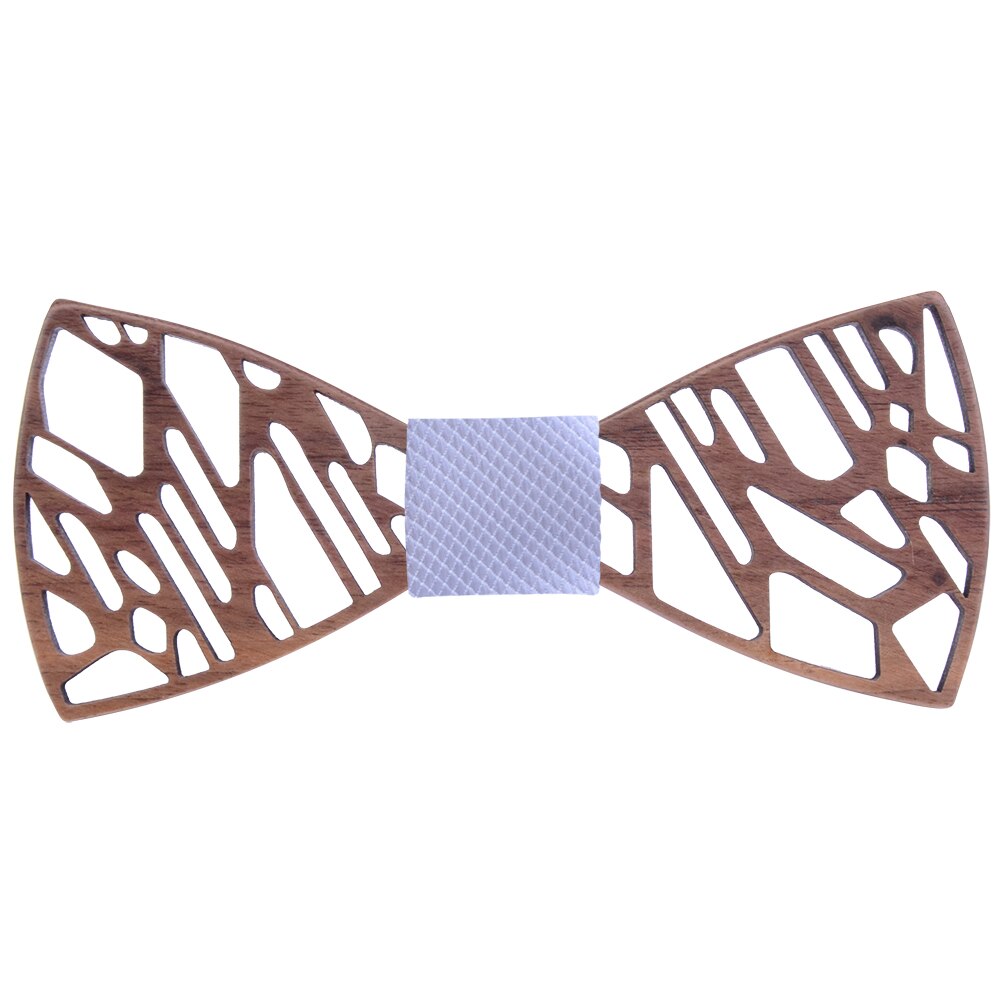 noyer en bois nœud papillon hommes irrégulier Floral creux sculpté bois noeud papillon costume Shrit robe de mariée accessoires Grvata cravate: 01