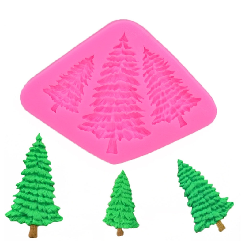 3D Christmas Tree Silicone Mold Pine Trees Fondant Cake Decorating Chocolate Baking Mould Candy Pudding Soap Making Decoration