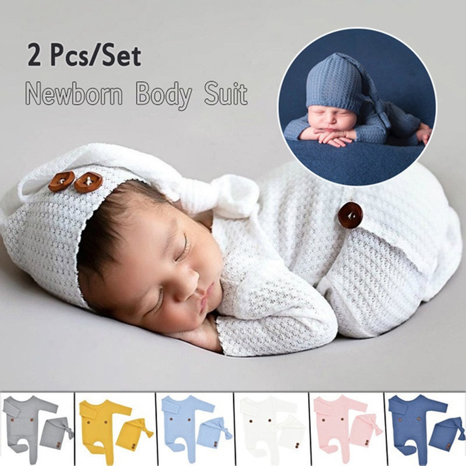 Newborn Baby Photography Prop Footed Romper Button Overalls Hat Set Soft Blanket Dress Up For kids Boys Girls Photo Costume#Y