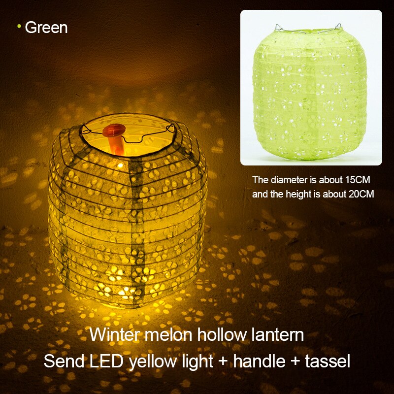 Chino hueco farol de papel decoración niños Diy de mediados de otoño linterna para eventos portátil brillante linterna vacaciones decoración lámpara: 05