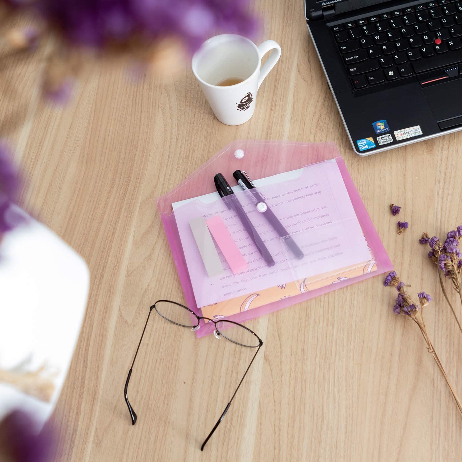 5pcs/Set A5 Poly Envelope Folder with Snap Button Clear Waterproof Plastic Document Protector Organizer for School Home Office