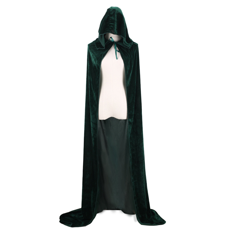 Vampire Cape Medieval Hooded Robe Cosplay Costumes Halloween Adult Children Black Cape Show Party Witch Elf Cape
