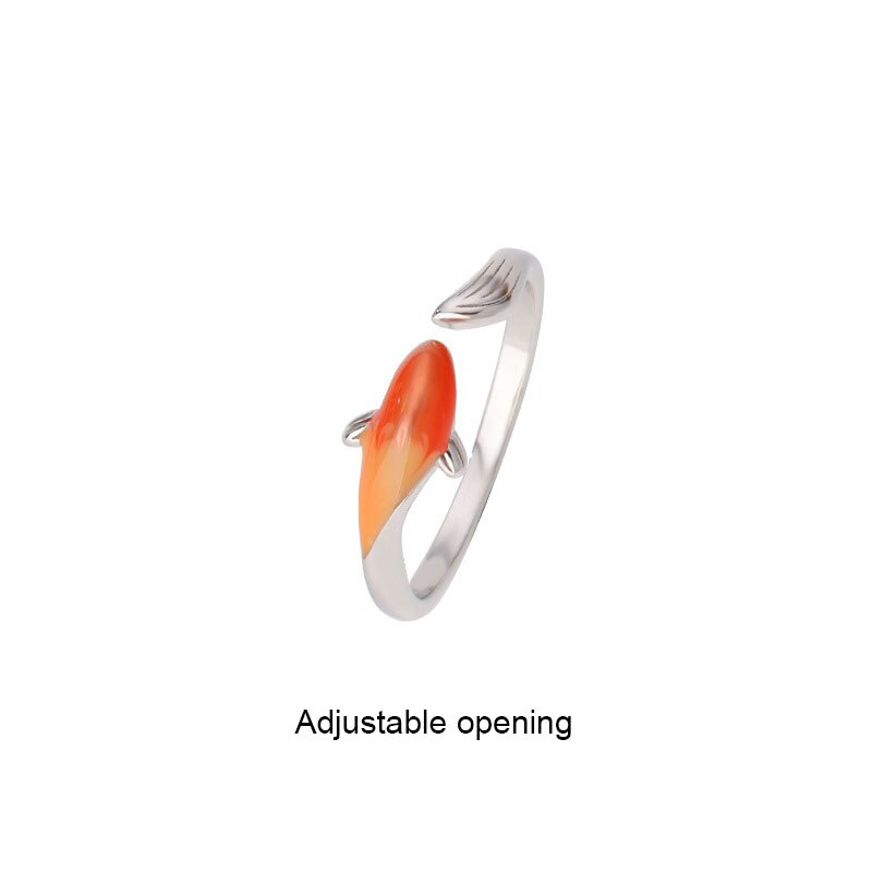 Röd koi fisk ring dam vintage smycken för kvinnor silver färg tur ringar klassisk konst utsökt lyx dam smycken