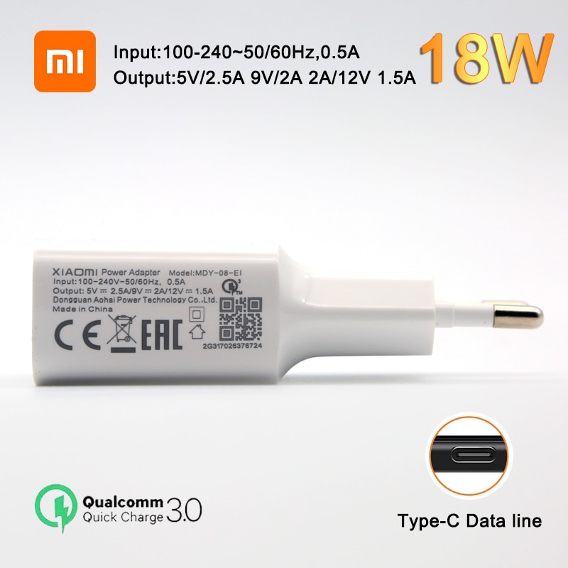 Xiaomi 18W Schnelle ladegerät QC 3,0 USB Ladegerät Typ-C Für Xiaomi Redmi hinweis 7 8 Pro 9 S Redmi 7 8 8A 6A Mi 8 Lite Mi 9 SE 9t Max 3 A3