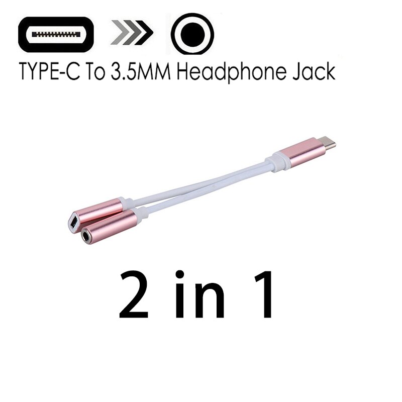 2 In 1 Typ C Zu 3,5 Mm Ladegerät Kopfhörer Audio Jack USB C Kabel Tragbare Typ-C Zu 3,5mm Stecker Adapter für Handy