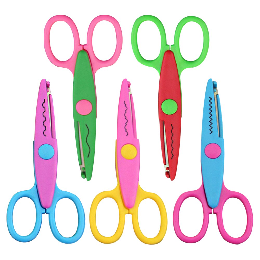 Tijeras para manualidades DIY, tijeras de plástico de seguridad para niños, cortadores decorativos para Scrapbooking, para álbum de fotos hecho a mano, álbum de recortes