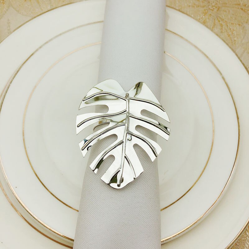 12 unids/set de servilleteros de hojas, juego de servilletas, servilleta de mesa, hebilla para boda, , celebración, Decoración de mesa de cena