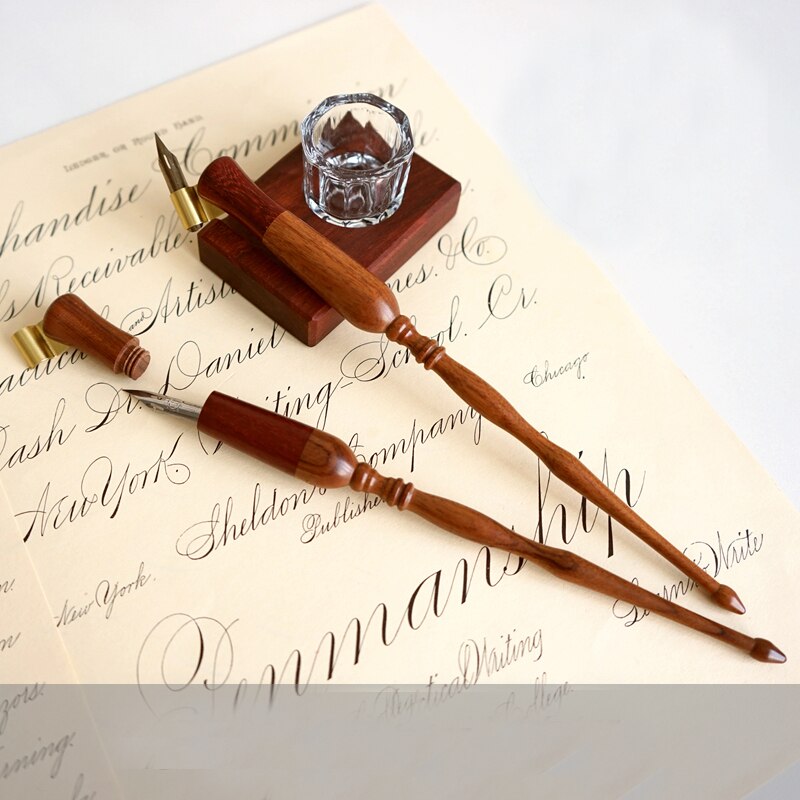 Porte-plume Oblique de luxe en bois de rose, de cuivre anglais Antique, porte-plume de calligraphie
