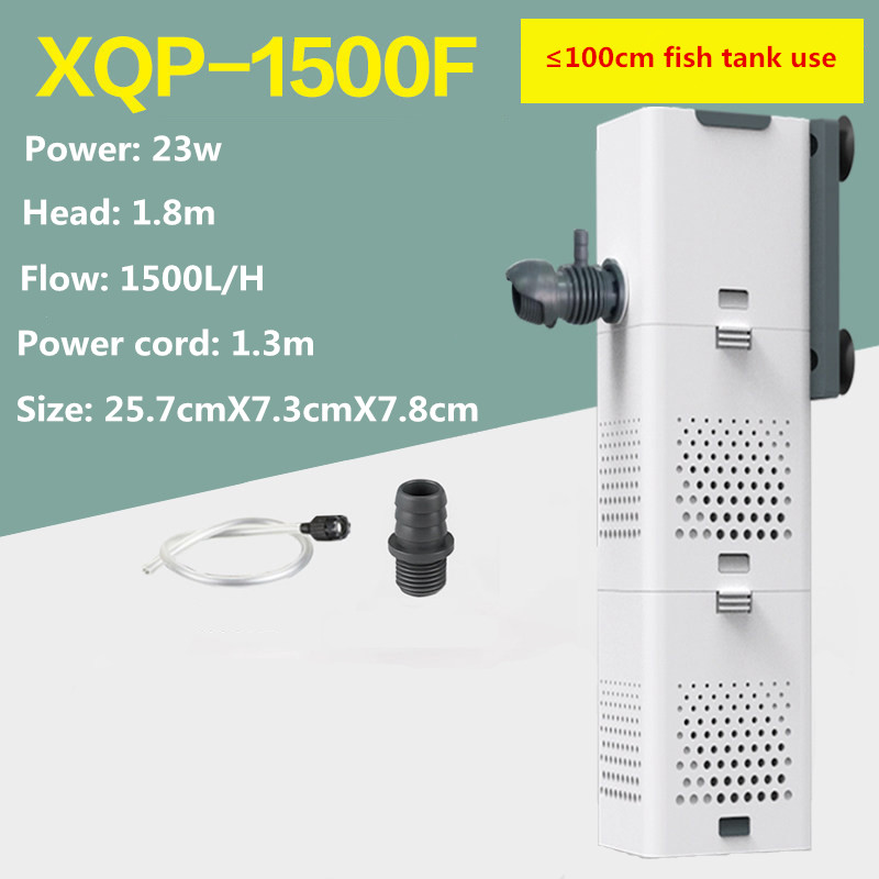 SUNSUN 3 in 1 Filter voor Aquarium Fish Tank Filter Mini Aquarium Filter Aquarium Zuurstof Dompelpomp Waterzuiveraar: M / GRIJS