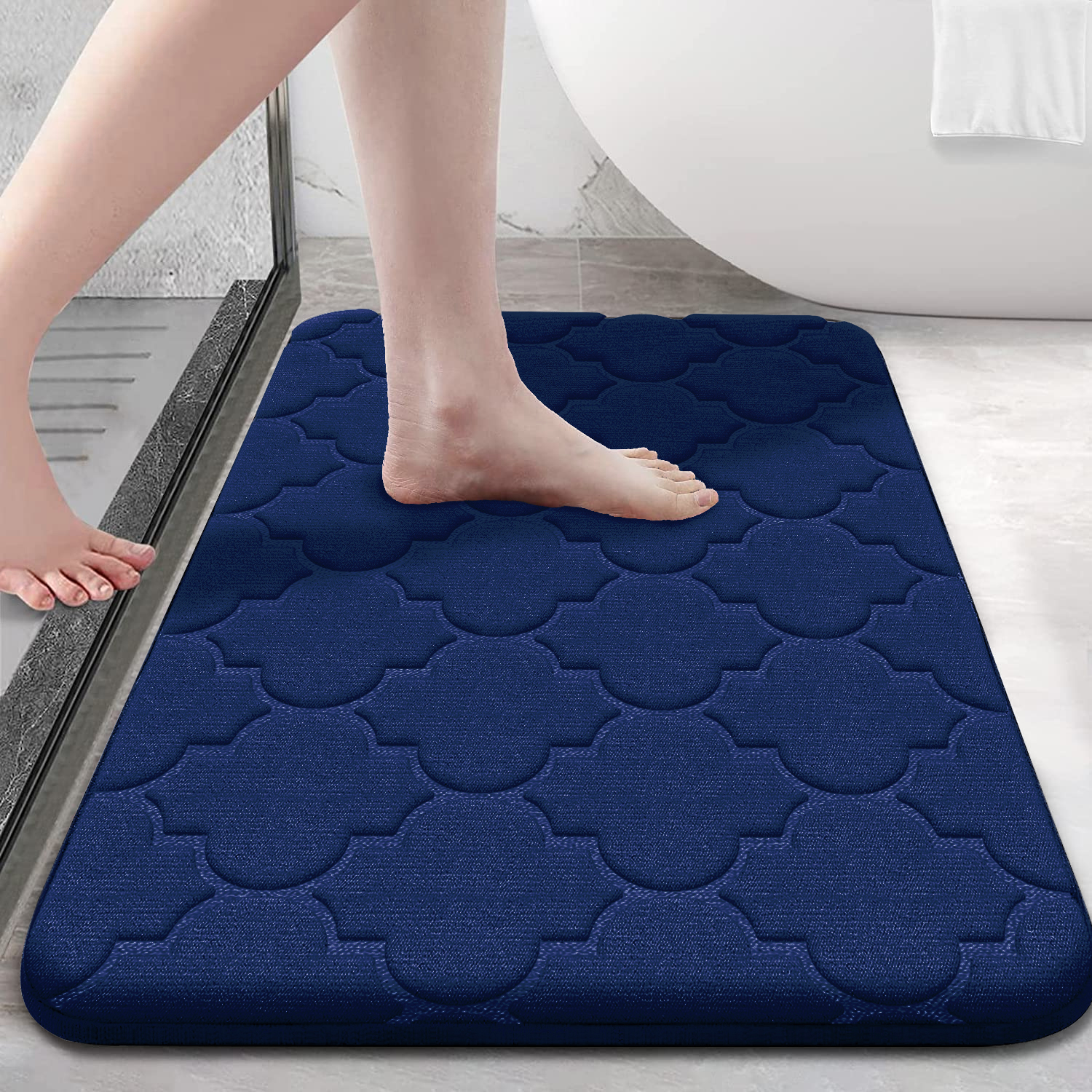 Memory Foam Bathroom Rug Anti-slip bathroom mat ultra Soft floor mat Non-Slip Water Absorbent and Machine Washable: Blue / 400MMx600MM