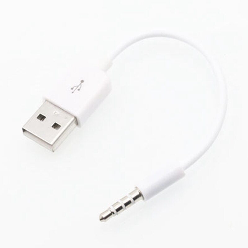 Usb kort oplader data hvid kabel 3.5mm jack adapter opladningsledning til apple ipod 3rd 4th 5th 6th 4/5/6 mp3 afspiller