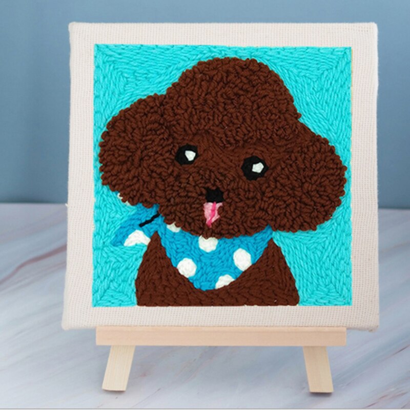 DIY Embroidery Kits Cartoon Hand 3D Landscape Poke Poking Stitching With Hoop Frame Modern Sewing: D