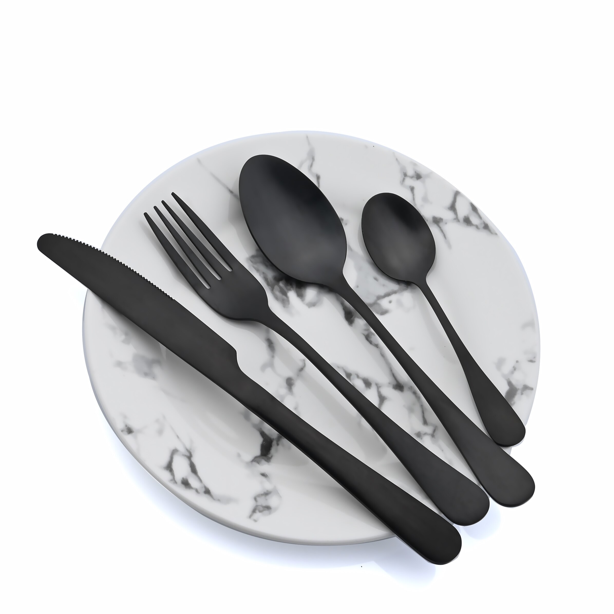 AJOYOUS Black Cutlery 4 Pcs Golden Cutlery Set 304 Stainless Steel Dinnerware Set Spoon Set Tableware Fork Knife Spoon
