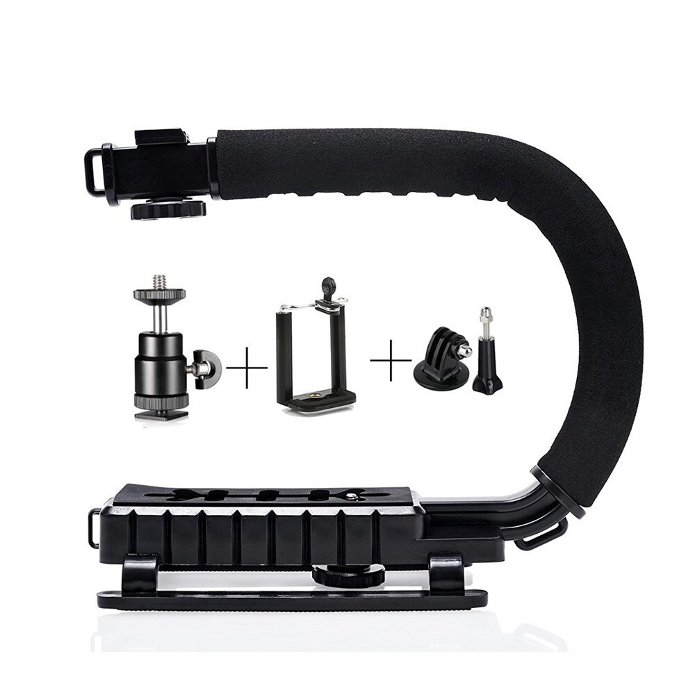 MAMEN Camera Gimbal Stabilizer With LED Studio Video Light&Microphone For DSLR Photography Vlog Shooting Handheld Stabilizer: B