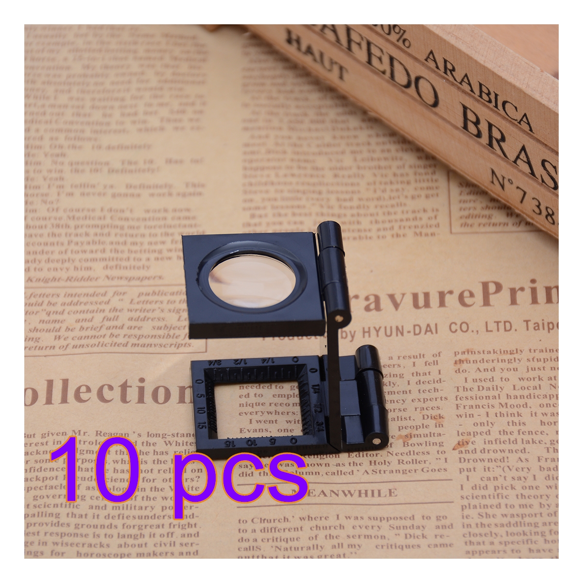 Mini Magnifier Portable Mini Pocket Metal Magnifiers Jewelry Loupe Folding Scale Magnifier 10X Tool Table Magnifier: 10pcs