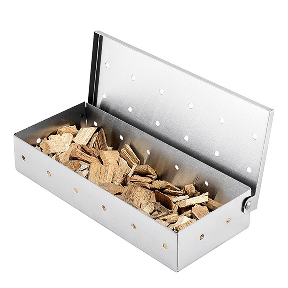 Bbq Rvs Rook Doos Fruit Houten Doos Houtskool Doos Outdoor Barbecue Tool 22.2*9.6*4.4Cm