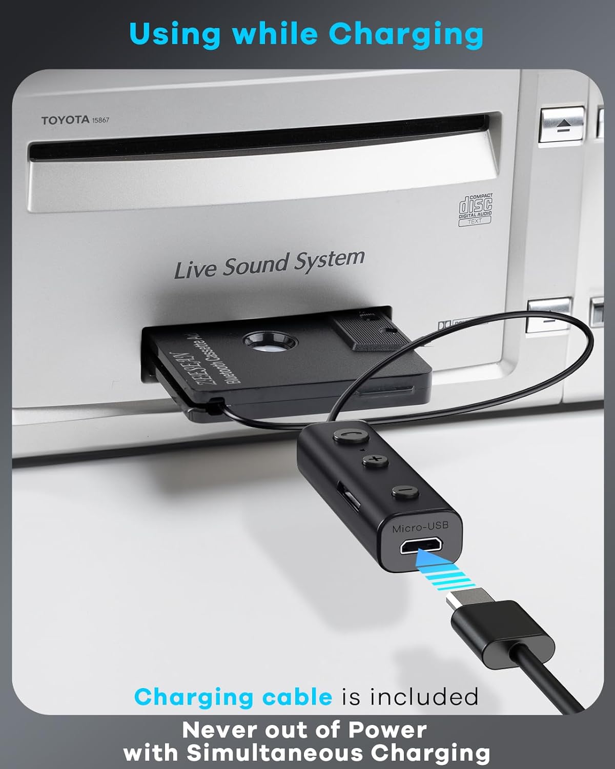 Adaptateur de Cassette Bluetooth 5.1 pour voiture, prise en charge de la carte TF, récepteur Audio Bluetooth de voiture, adaptateur de lecteur de bande pour véhicule