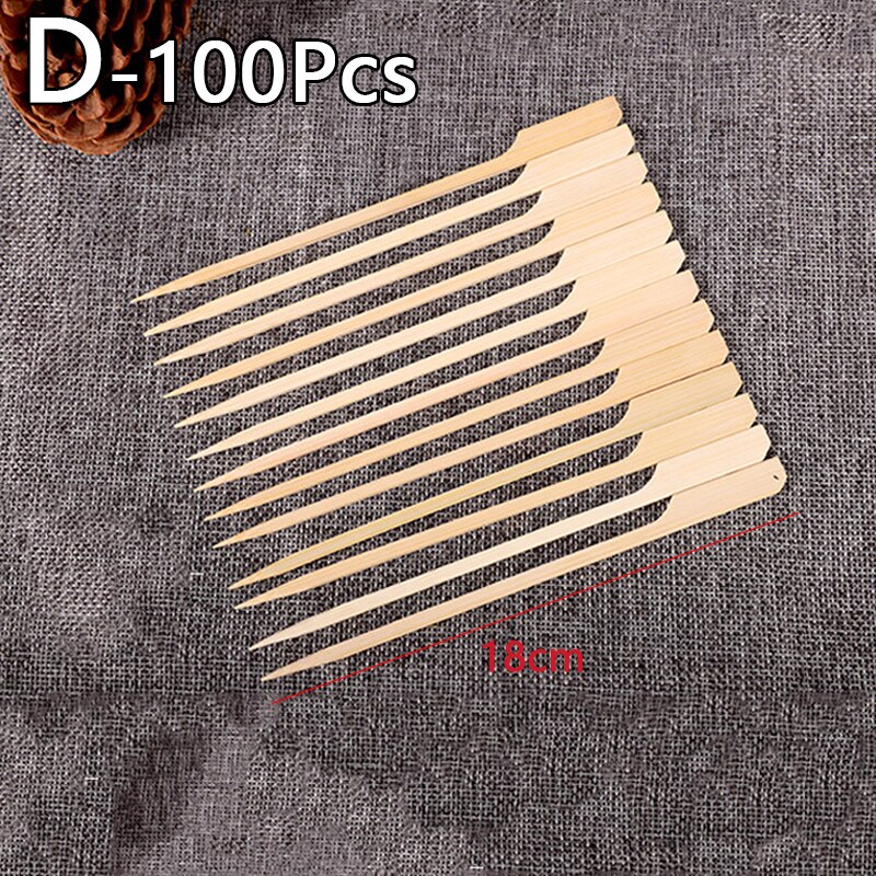 100PCS Barbecue Bamboo Skewers Disposable Bamboo Stick Long Toothpicks Fruit Sandwich Snacks BBQ Tableware Kitchen accessories: 18CM
