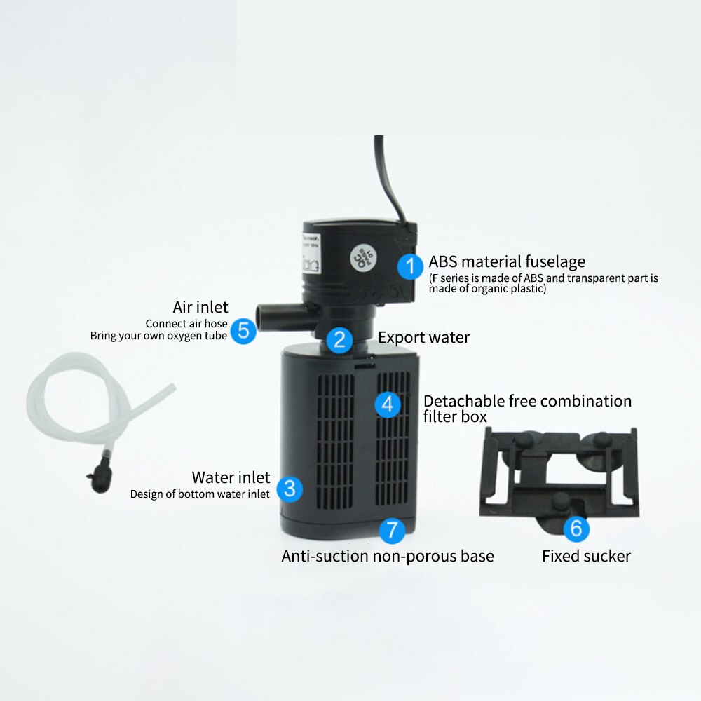 3 in 1 akvarium internt filter akvarium filter för akvarium luftpump luft syre öka akvariefilter akvariepump
