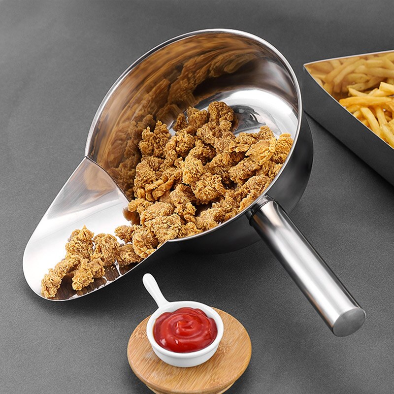 Stainless steel food packing shovel, duckbill scoop, salted chicken packing spoon, pot chicken shovel, french fries bagging tool