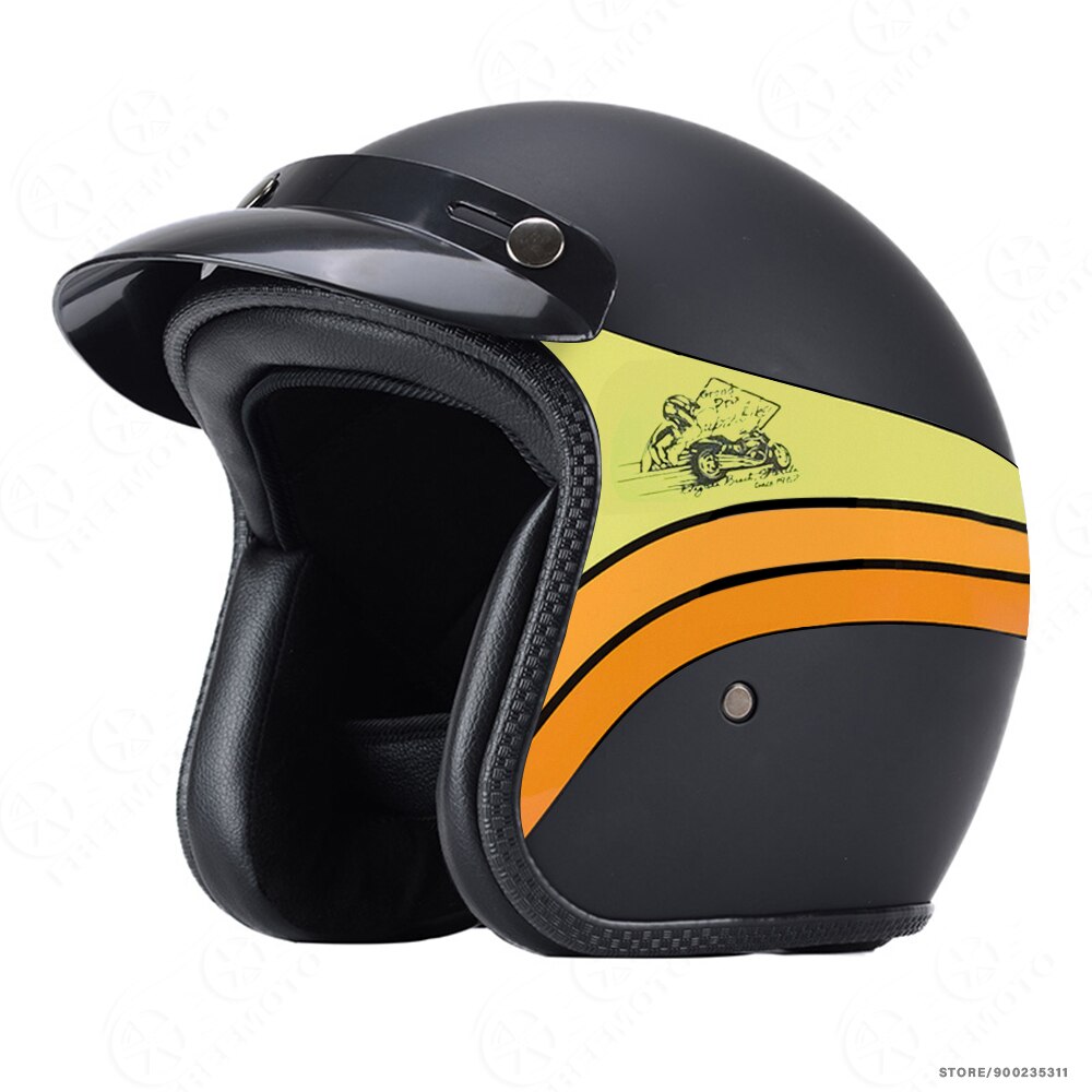 Motorcycle Helmet Retro Half Helmet Summer Four Seasons Men and Women Scooter Biker Motorbike Riding Helmet DOT Certification: Color matt black / XXL
