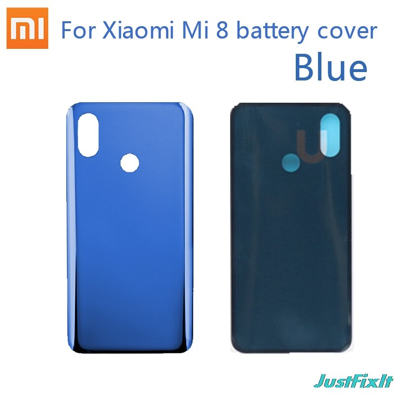 Originele Batterij Cover Voor Xiao Mi Mi 8 Back Glass Cover Back Door Vervanging Voor Mi 8 Batterij Cover Case, achter Behuizing Cover: blue
