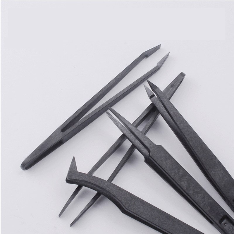 Pinzas electrónicas de fibra de carbono antiestáticas, juego de herramientas manuales de reparación de acero inoxidable, a Epiler Pince, 6/8 piezas