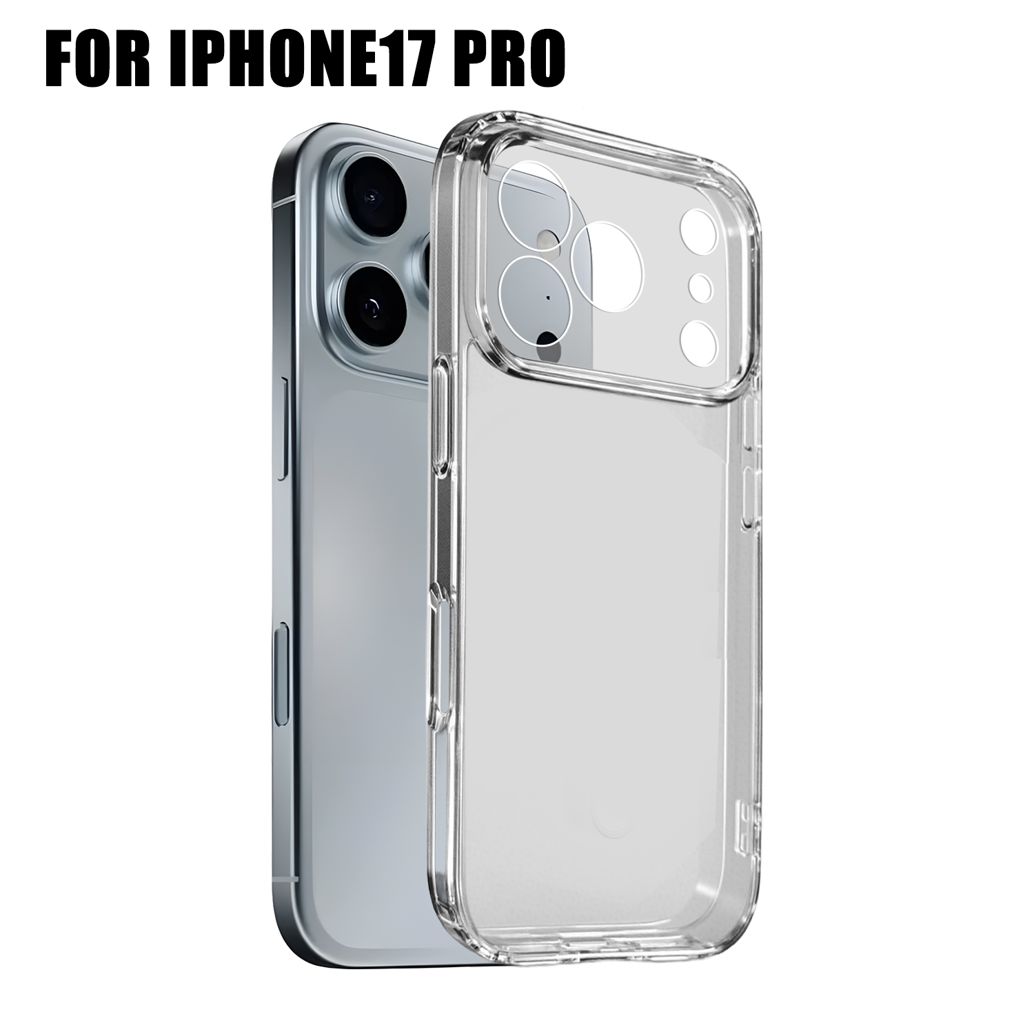 Custodia trasparente per telefono, protezione antiurto ad alta definizione, angoli protettivi per iphone 17 promax /17 air /17 pro /17: Blu