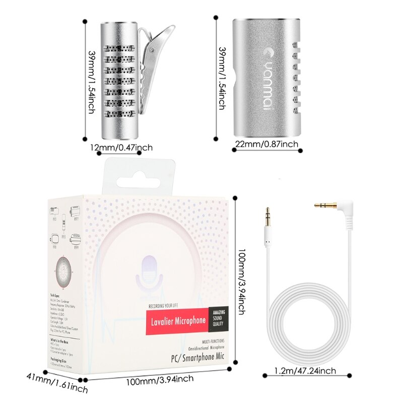 Yanmai R977 Lavalier Omnidirectional Condenser Microphone For Smartphone Camera