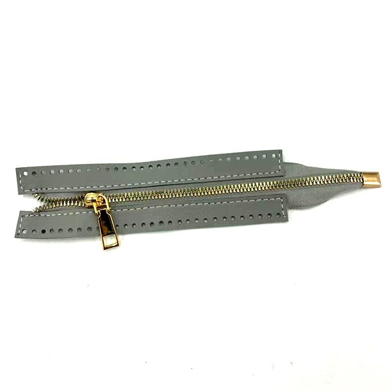 1PC Custom DIY Zipper For Woven Bag Hardware PU Leather Zipper Sewing Accessory 18cm Metal Zipper for Clothes Shoes: grey