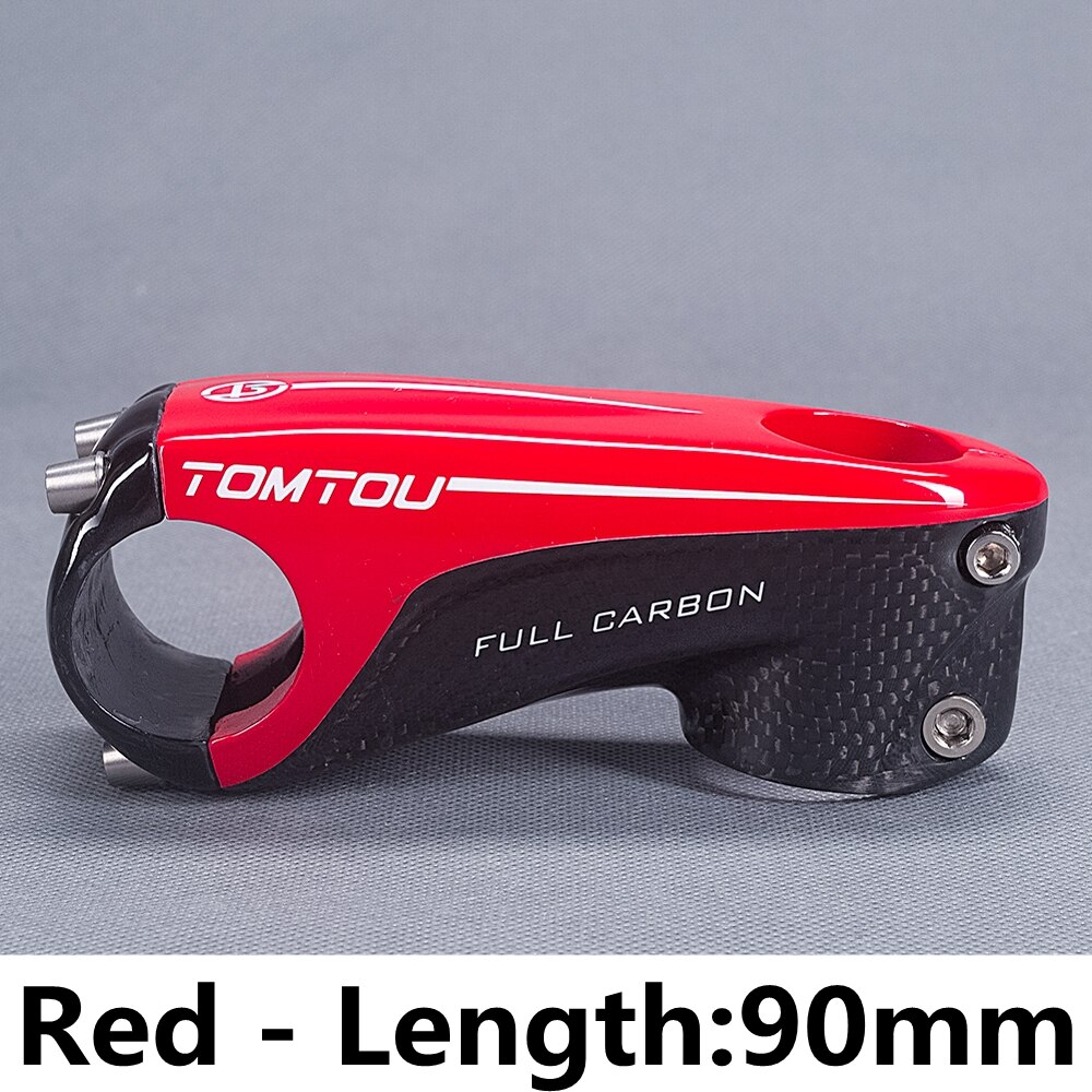TOMTOU-eje de carbono 3k, ultraligero, para manillar de bicicleta de carretera, 31,8mm, tenedor de bicicleta de montaña, 28,6mm, rojo-T96U58: 90MM