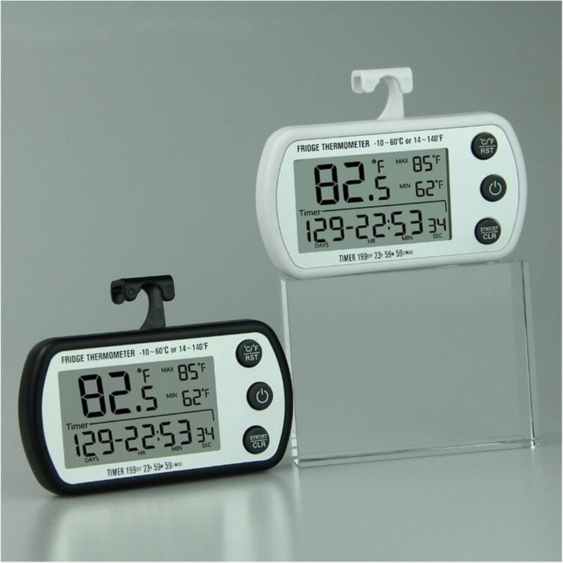 Hanging Magnetic Refrigerator Digital Alarm Thermometer Temperature Gauge for Fridge Freezer with Battery Included^o^