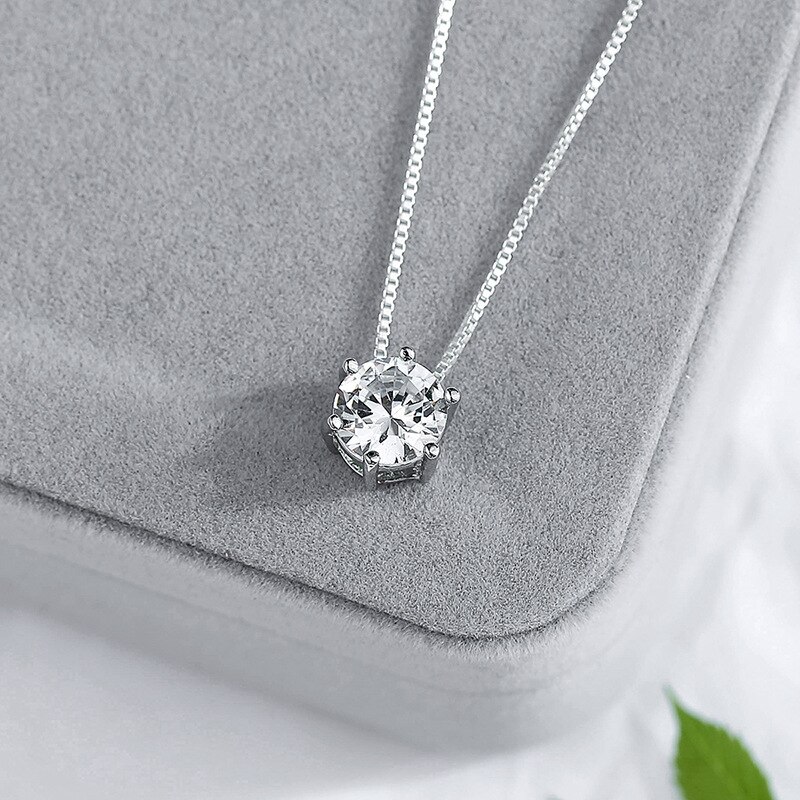 Classic Klauwen Crystal Zirkoon Hanger Ketting Voor Vrouwen Meisje Mode Zilveren Kleur Wit Zirkoon Bruiloft Ketting Sieraden