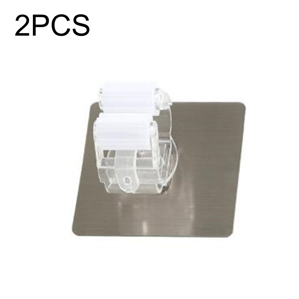 2PCS Mop Clip Practical Multi Purpose Hook Life Supplies Durable Household Tools Adhesive Wall Mount Mop Clip Broom Clip: Multicolor 2PCS A2