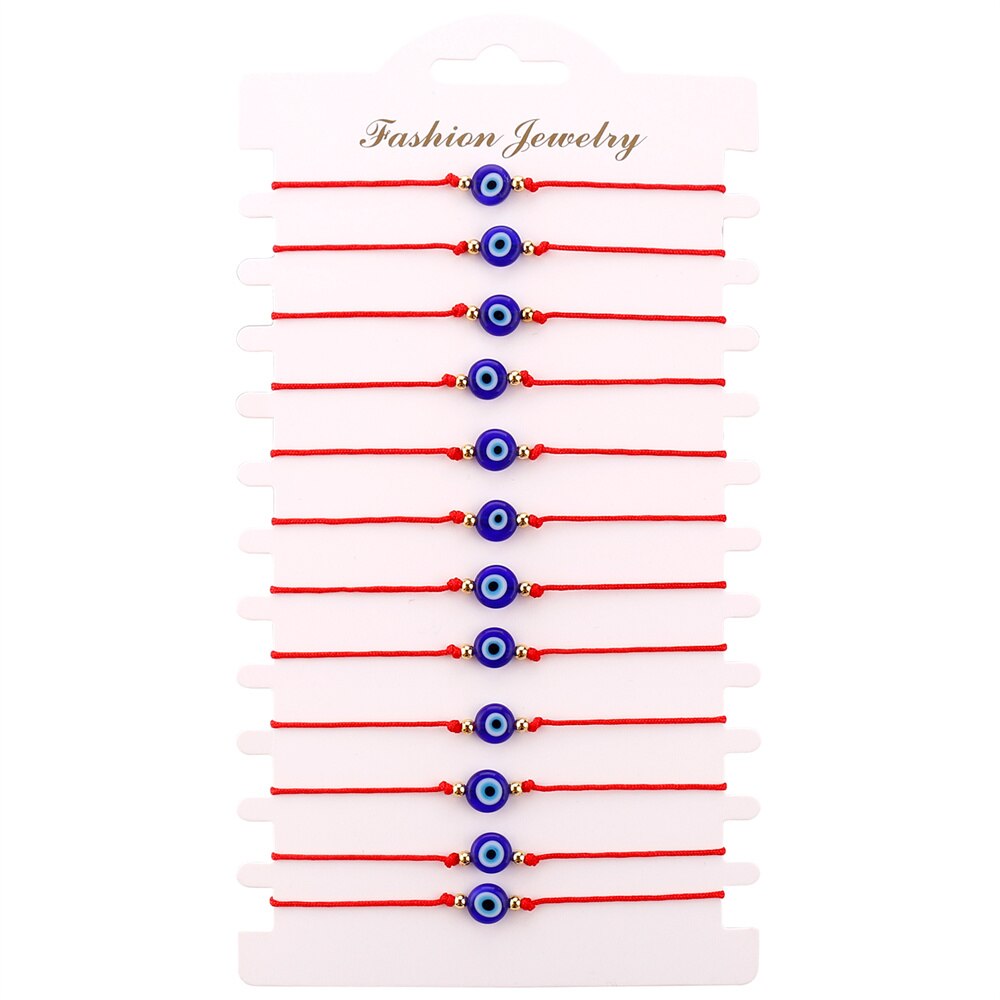 Classic Amulet Evil Nazar Eye Charm Bracelet Red Black String Rope Braided Friendship Bracelets for Women Statement Jewelry: B2803