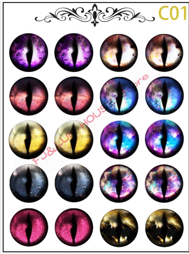 10 paren/set Stralende Kat Ogen Chips Patroon DIY Star Shining Kat Ogen Stijl voor DIY Maken Blyth BJD Poppen Oog DIY Gereedschap: C01
