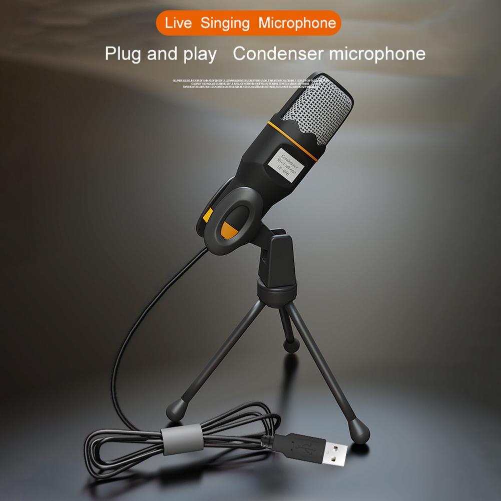sf666 Handheld Microphone Newest Universal Noise Reduction Portable Condenser Mic with Tripod for Computer Home Meeting