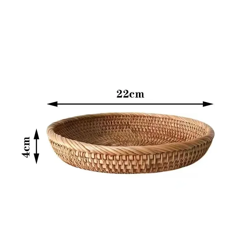 Handgeweven ronde rotan rieten mand Fruit Thee Snack Brood Picknickbak Snacks Opbergdoos Keukenbenodigdheden Mand Fruitschaal: green