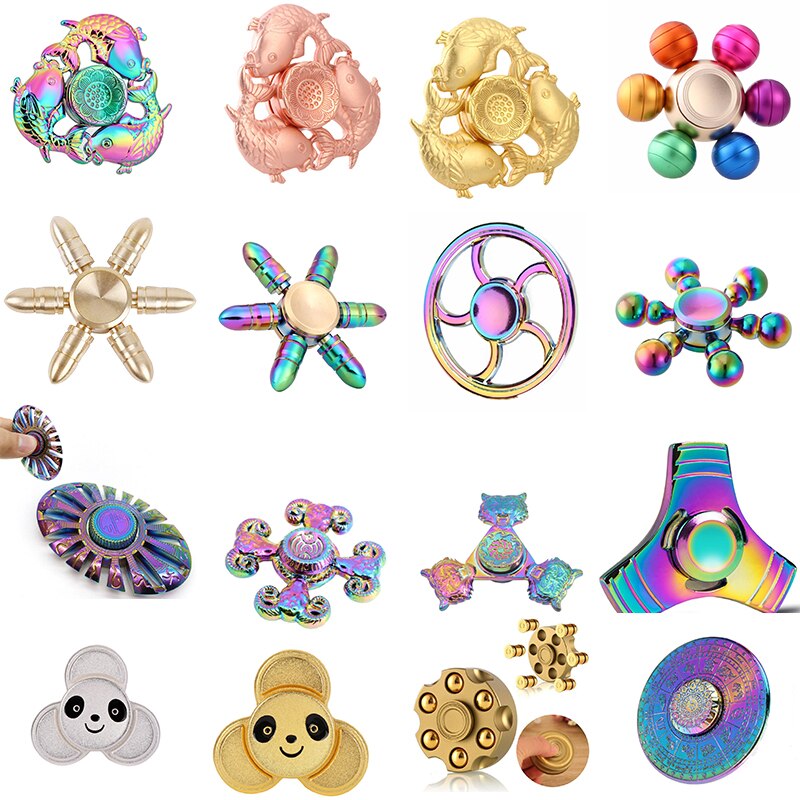 Rainbow Colorful Four Fidget Spinner Hand Spinner For Better Focus Reduce Autism ADHD Stress Toys With Box