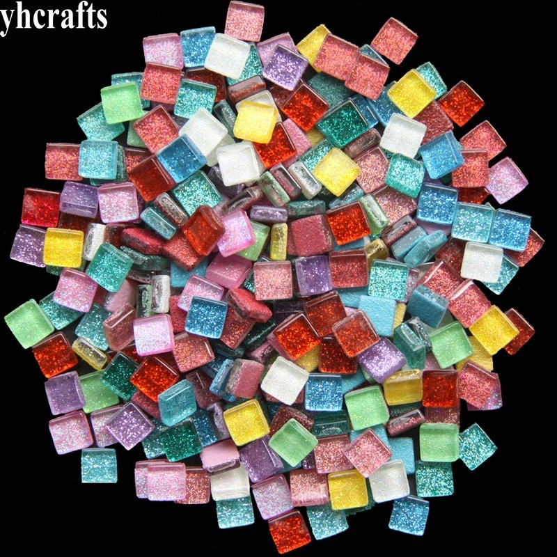 Cuentas de mosaico con purpurina para adultos, mosaico artístico de mármol, material artesanal hecho a mano, hobby, DIY, OEM, 1cm, 1000 Uds./1000g/LotMix