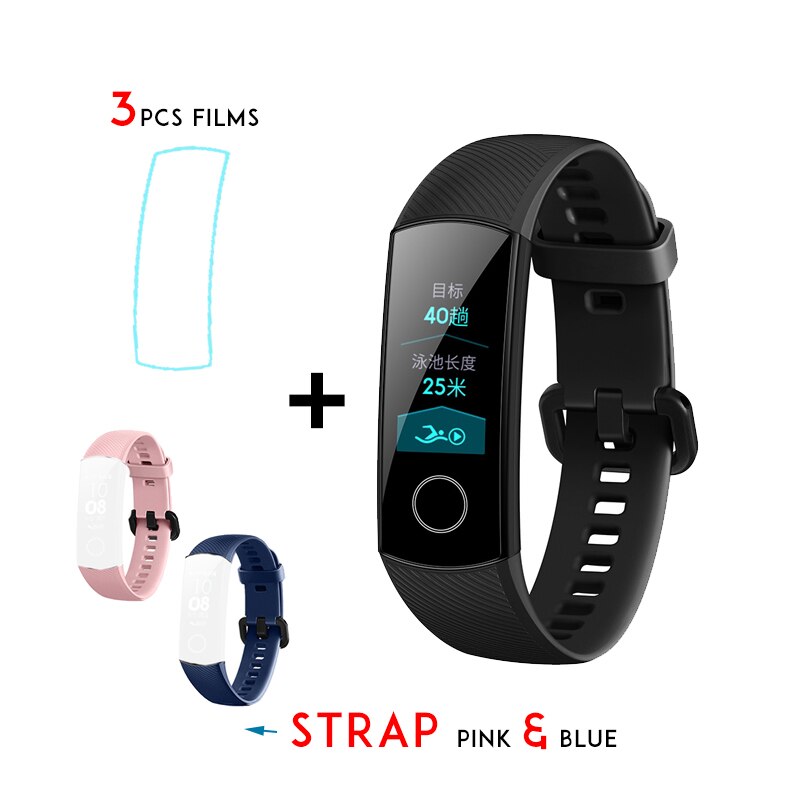 Original Huawei Honor Band 4 Standard Version Smart Wristband Color Screen Touch Pad Heart Rate Sleep Snap Monitor: Black n pink n blue